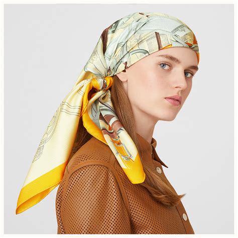 hermes headscarf fashion|Hermes scarves images.